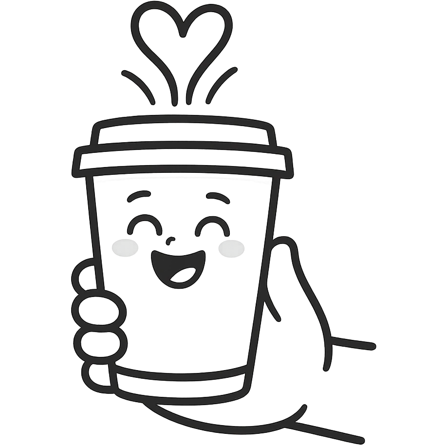 Make the coffee cup a to-go cup in hand drawn doodle style, with no background. emoji