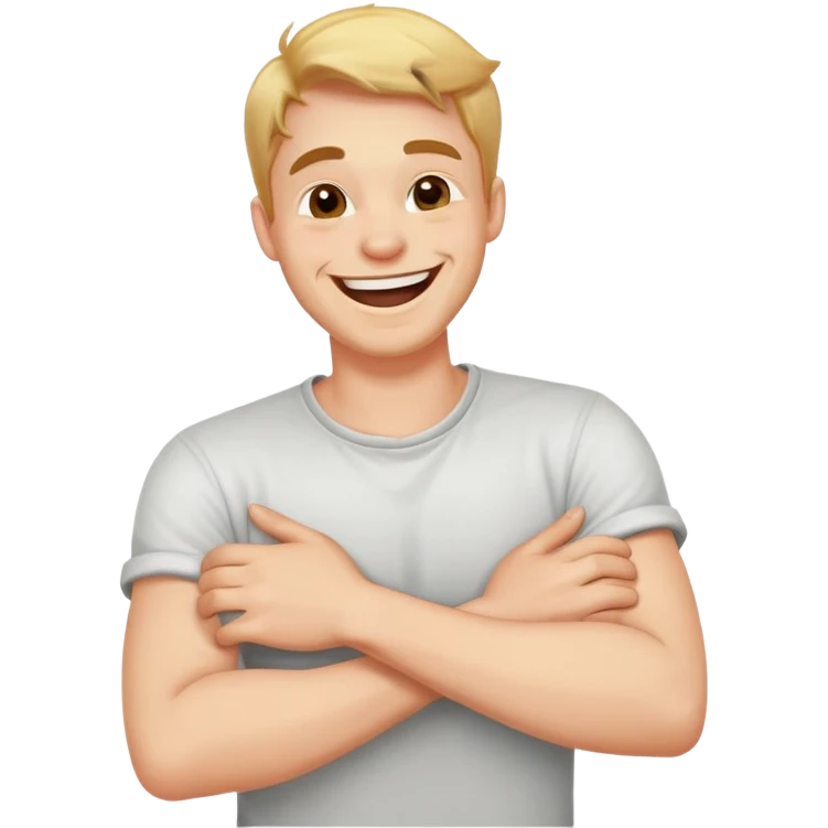 arms crossed holding neck laughing guy emoji