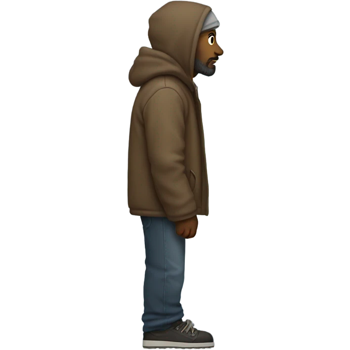 homeless man full body standing side profile emoji