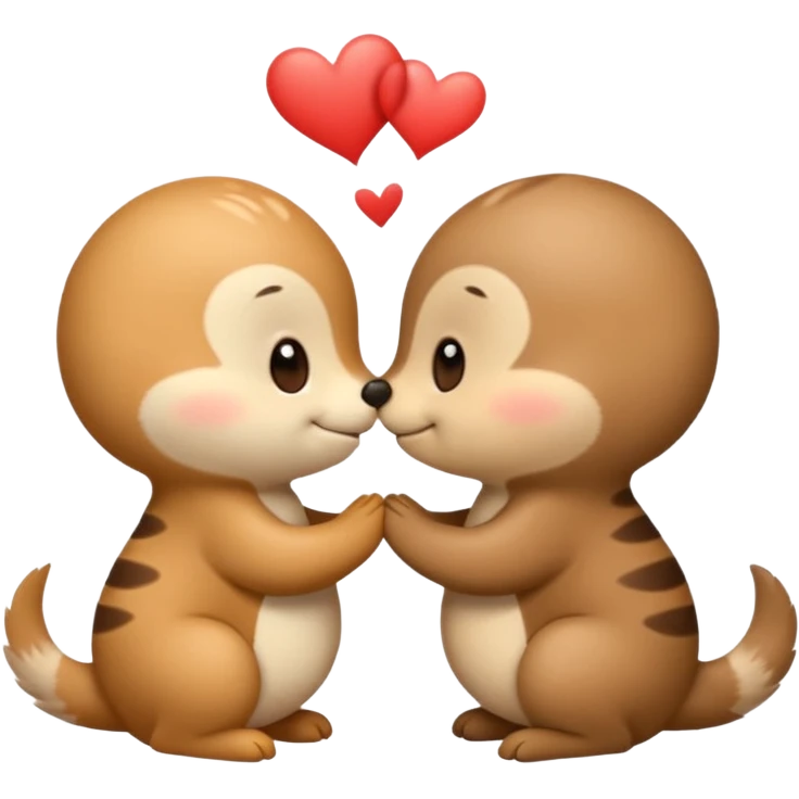 Two cute little creatures, giving each other a kiss, and some words that say "Te amo mi bichín"  emoji