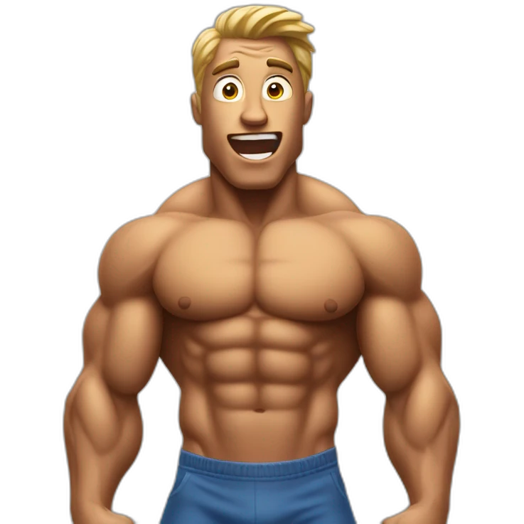 bodybuilder posing and surprised emoji