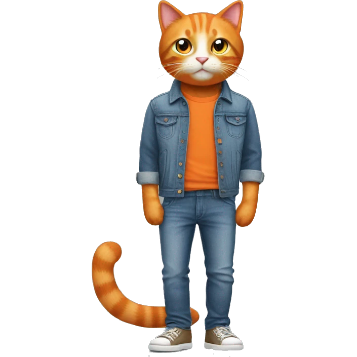Orange cat wearing pants jeans  emoji