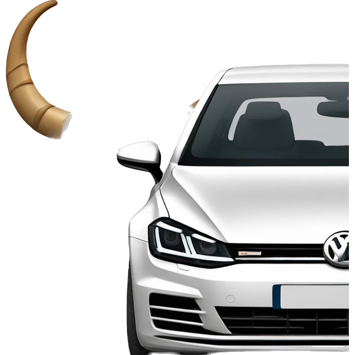 Volkswagen Golf with Bull horns on the hood￼ emoji