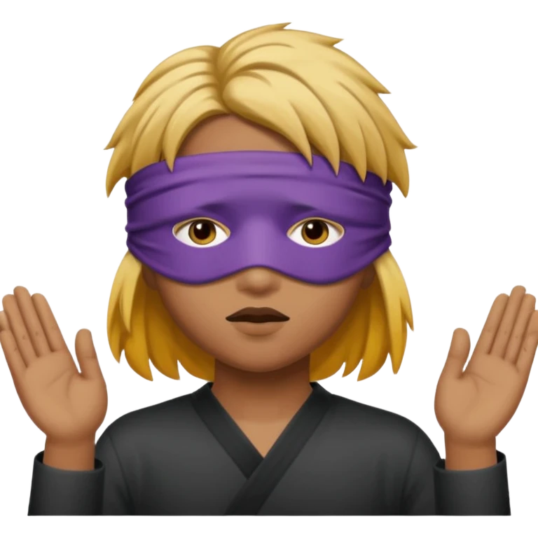 Blindfold person with different colors of hair. No trusting games with people blindfolded behind steering wheel emoji