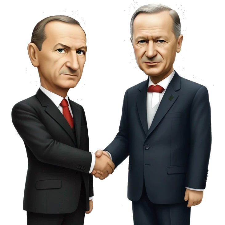 ataturk and recep tayyip erdogan shaking hand emoji