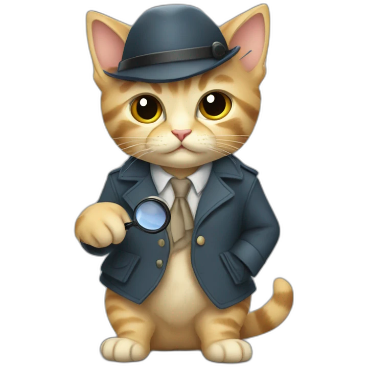 A detective kitten with a magnifying glaa emoji
