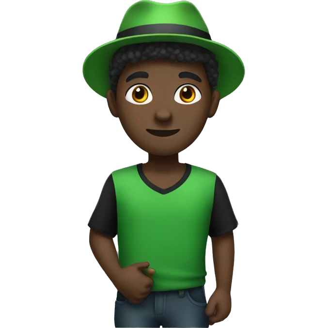 african guy with a green hat and a black shirt emoji