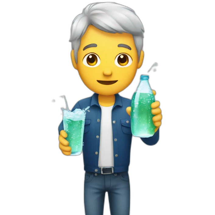 A man obsessed with sparkling water emoji