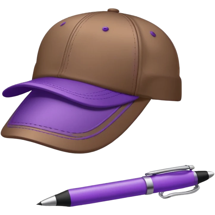 A plastic brown ball cap and the long rectangle purple. (With a pen) And looks like a BFDI style emoji