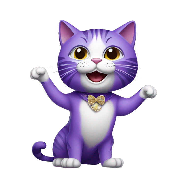 purple cat singing, cat in Elvis presley costume emoji