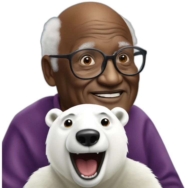 Desmond Tutu being racist to a polar bear emoji