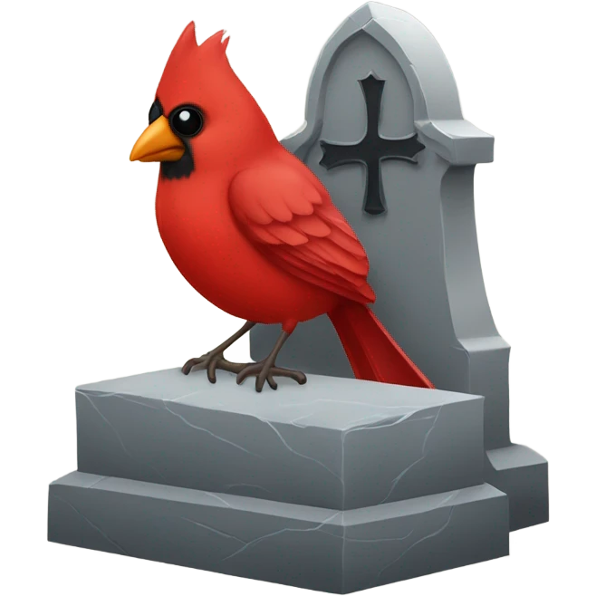 Crying cardinal with tombstone emoji