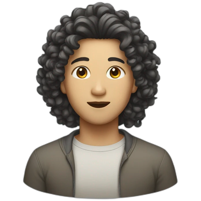 asian with curly hair emoji
