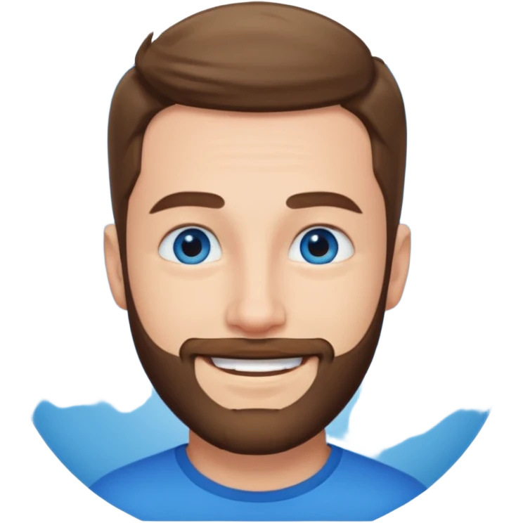 homme yeux bleus presque chauve et une barbe courte moins de chevaux et sourir emoji