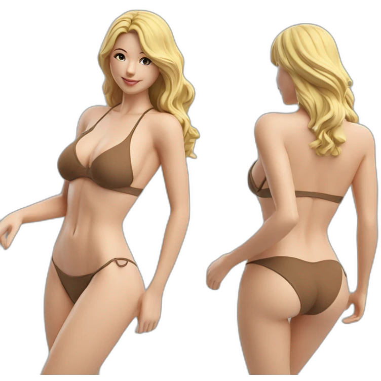 Sexy pose soft-fit Caucasian woman bikini (beach body) bed emoji