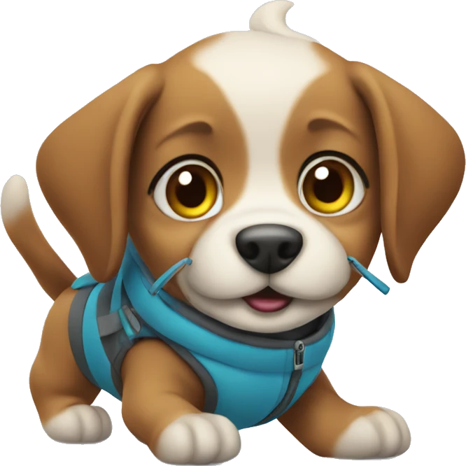 Cute puppy skiing  emoji