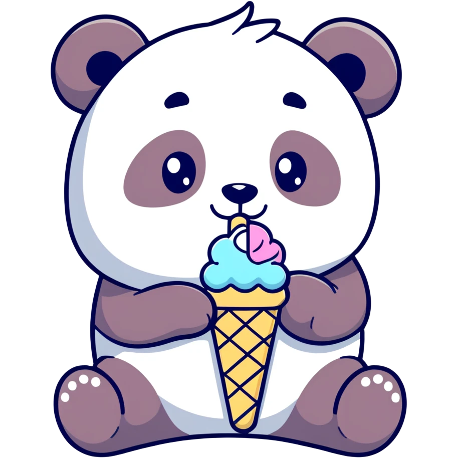 Panda eating ice cream emoji