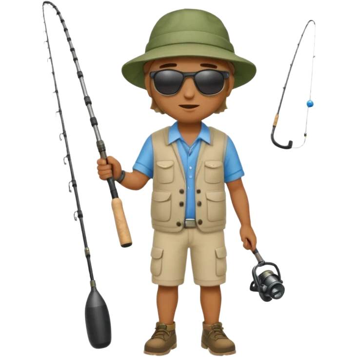Man in motion casting a fishing rod full body emoji