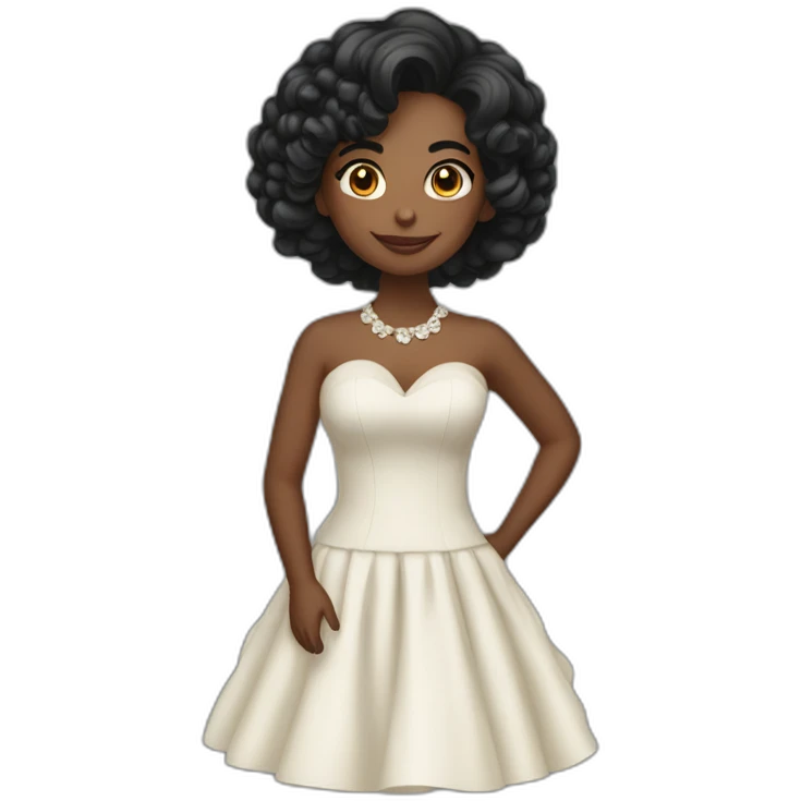 Moça morena de vestido cor preta emoji