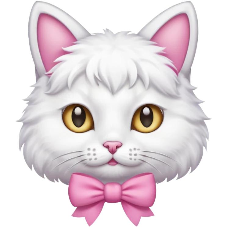 Un gato con un moño rosado en la cabeza emoji