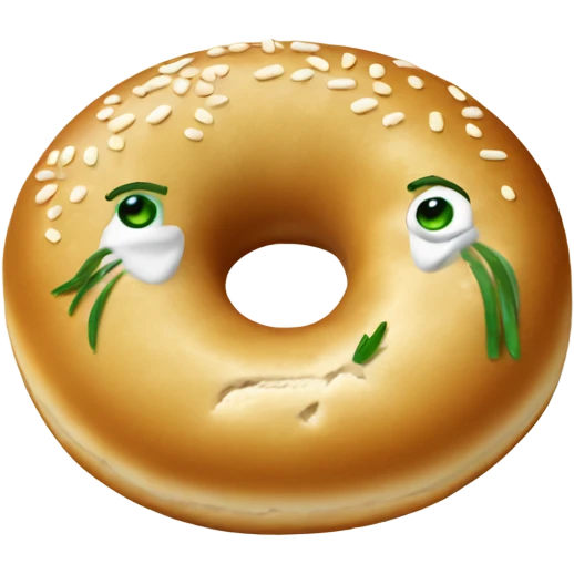 Chive bagel with arms emoji