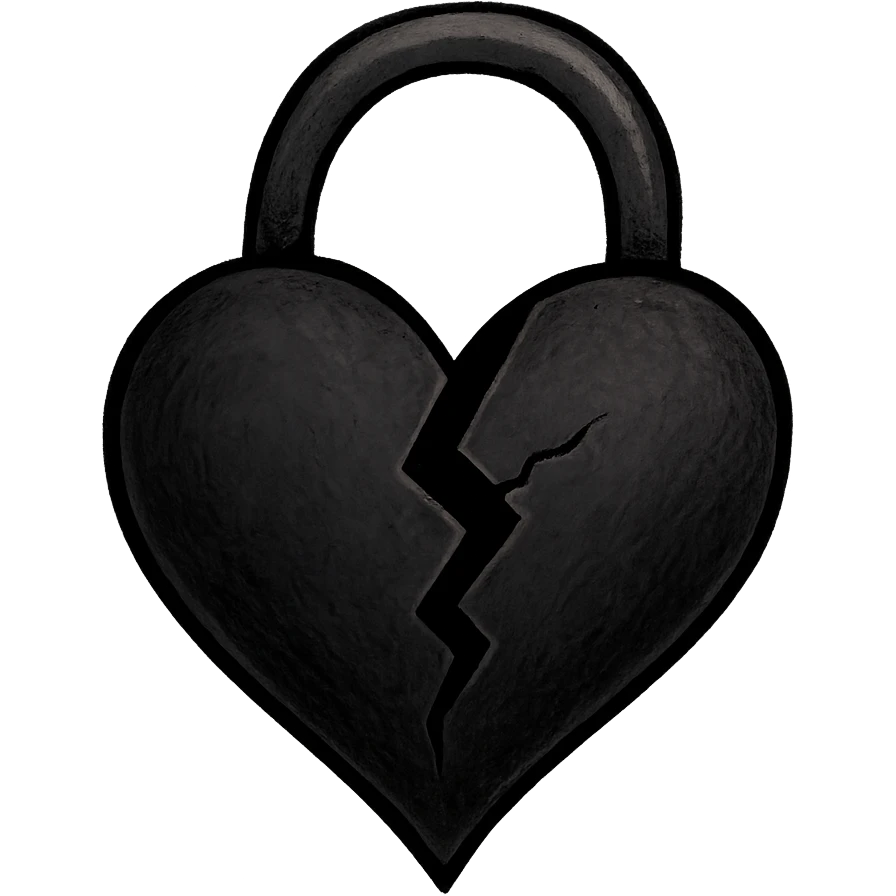 emo object, heart-shaped lock with a crack, no background emoji