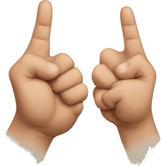 Two hands pointing at each other but fingers merge to one emoji