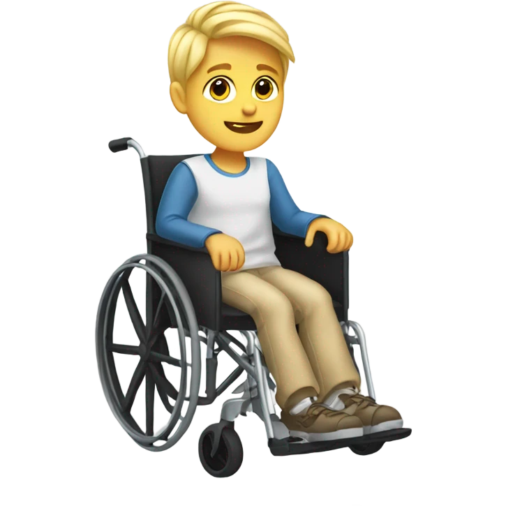 Blonde boy in wheelchair with feet wrapped in casts emoji