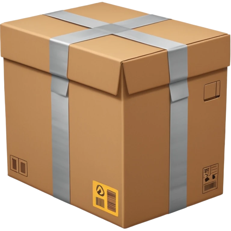 closed brown box with tape facing front forward emoji