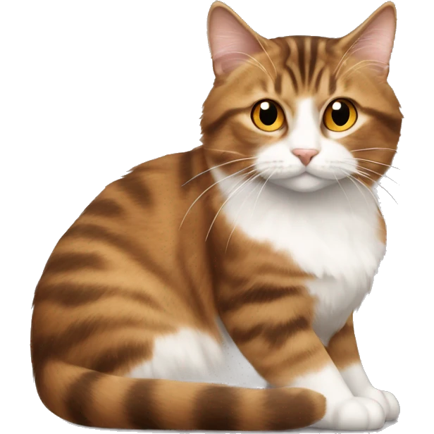 short haired brown tabby cat with a long haired orange and white cat emoji