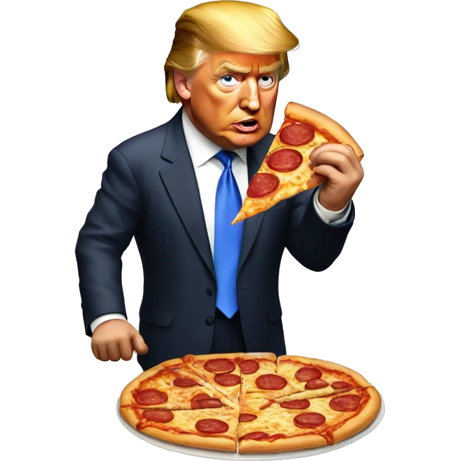 Trump eating pizza emoji