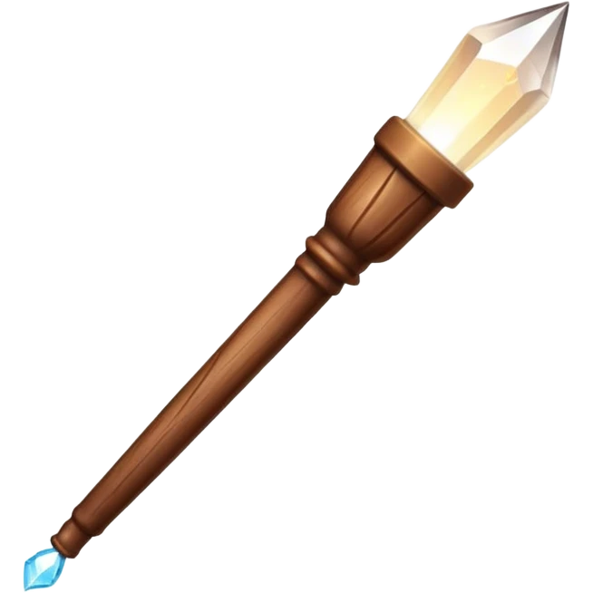 Wand – Wooden stick with glowing tip, sparkles of magic around it emoji