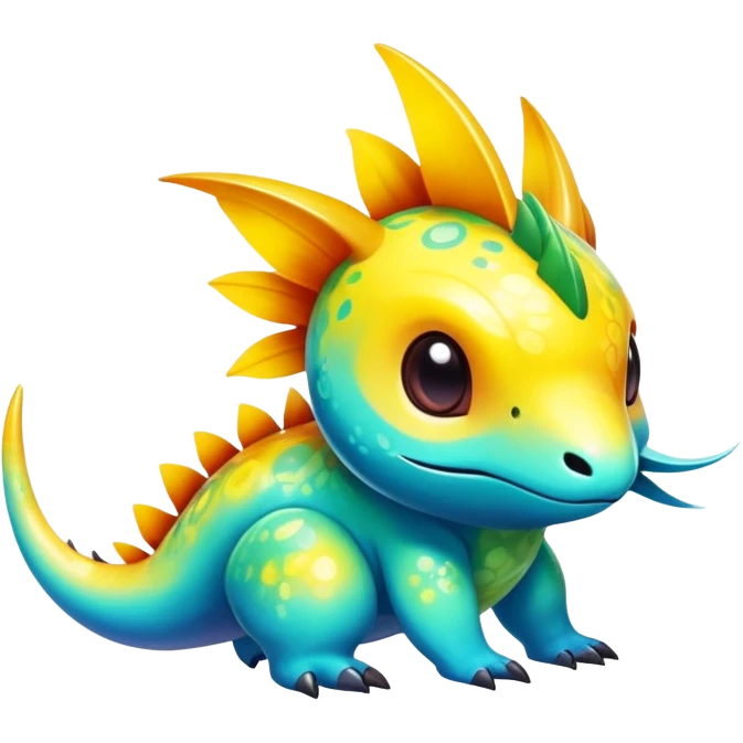 Exotic tropical shiny rare colorful epic cute Fakémon-creature, full body, with random markings emoji