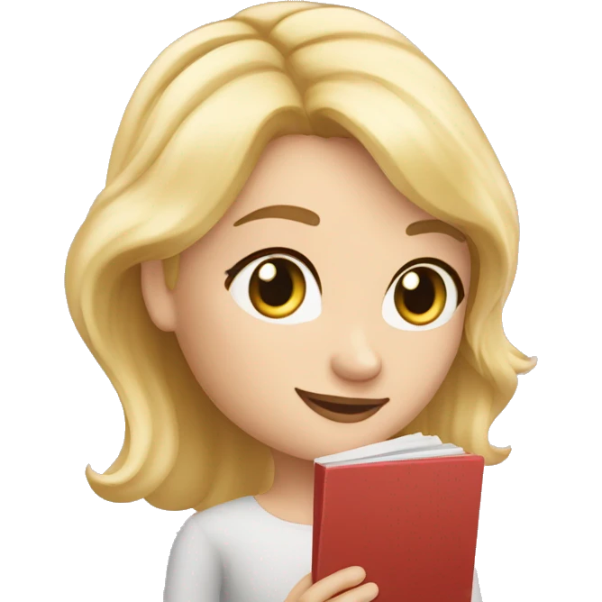 blonde lehrerin mit matheheft in der hand emoji