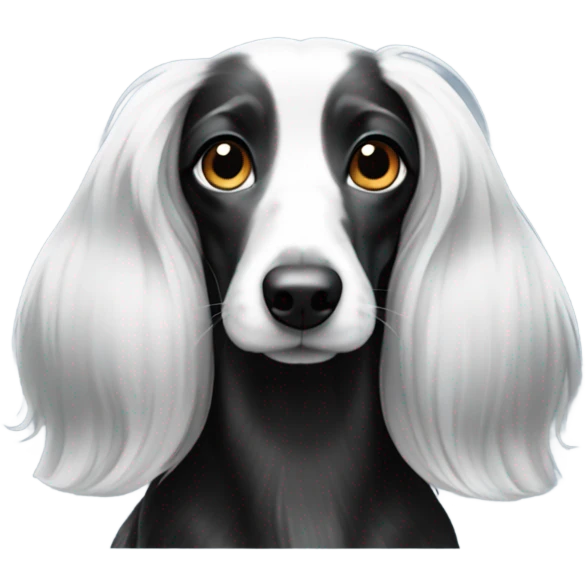 Black and white long haired dachshunds  emoji