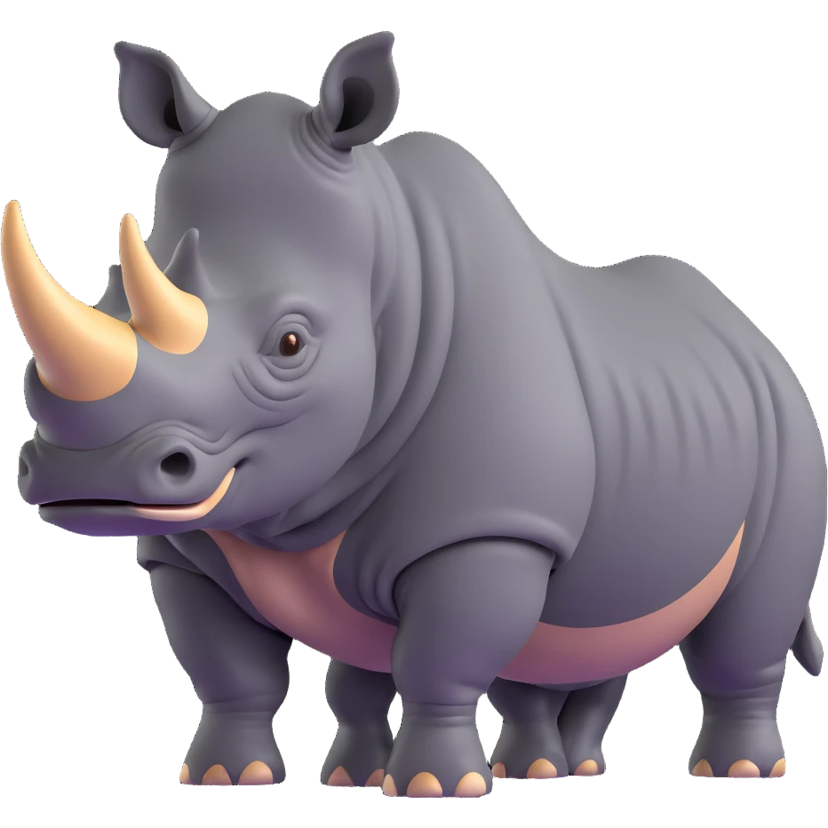 realistic 3D rhinoceros with textured skin emoji