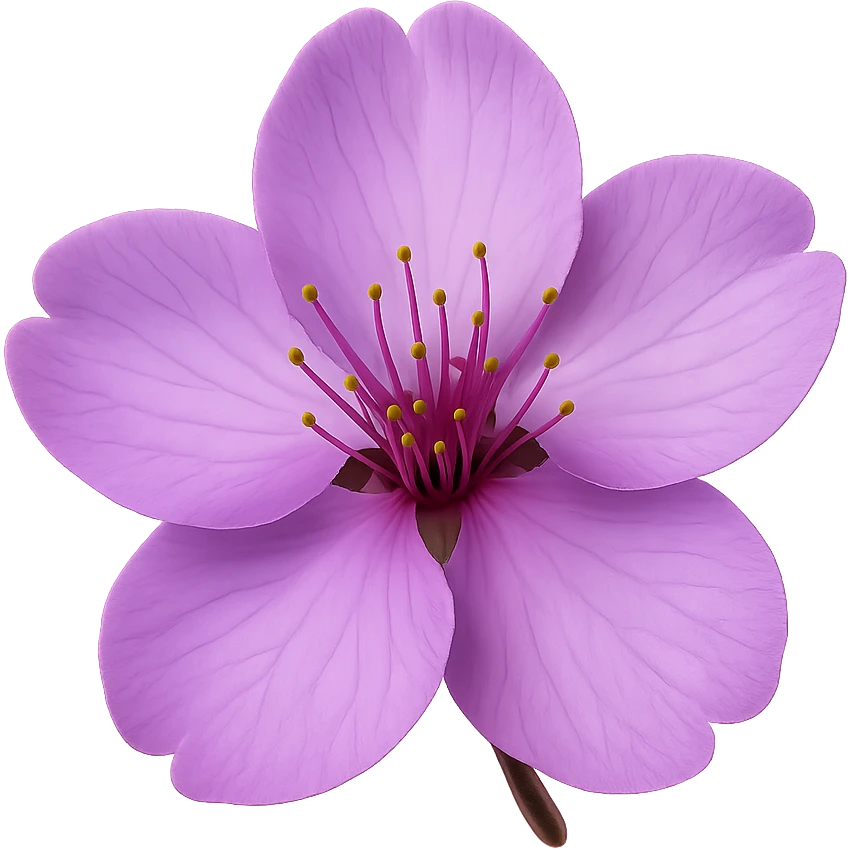 show one purple cherry blossom, remove background emoji