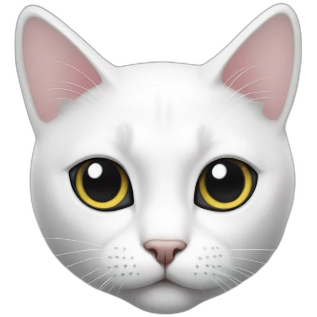 white cat with two big black dots emoji