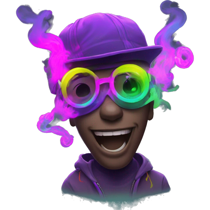Rave party dancing neon smoking emoji