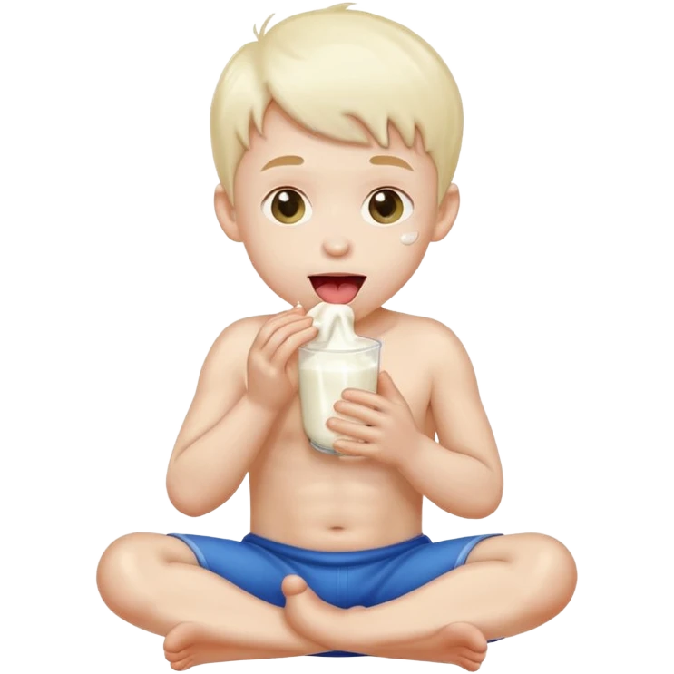 Make a person on their knees tongue out covered in white, milk. Make it a boy. emoji
