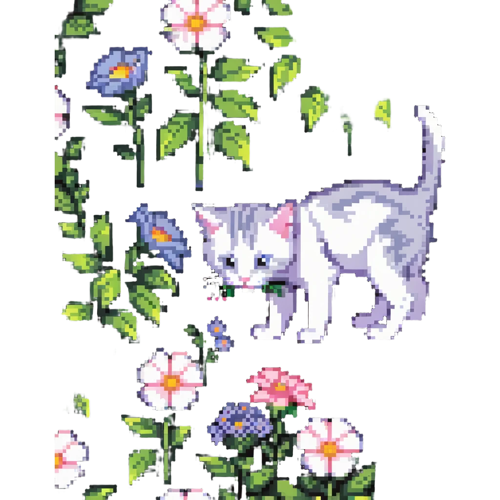 Kitten smells flowers emoji