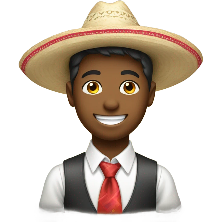happy boys in neckties wearing sombreros  emoji