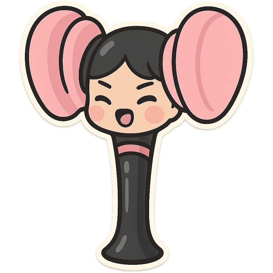 BLACKPINK-inspired gothic lightstick, no hearts, cute and expressive, black and pink emoji