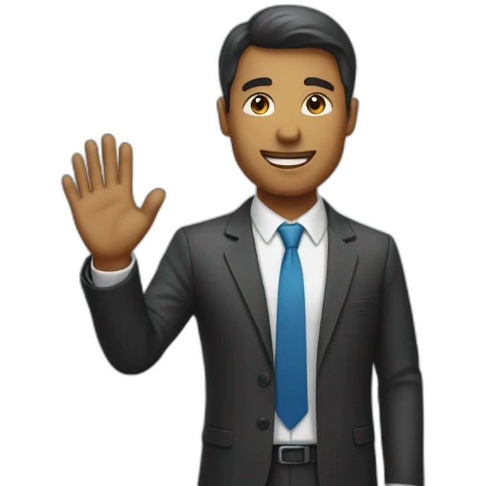 business man raising hand emoji