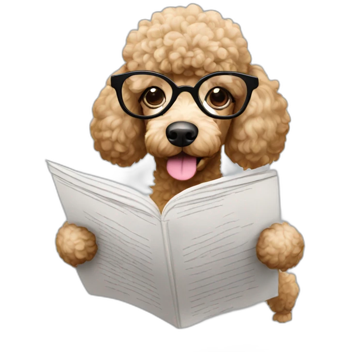 Poodle-reading-a-paper-and-wearing-glasses emoji