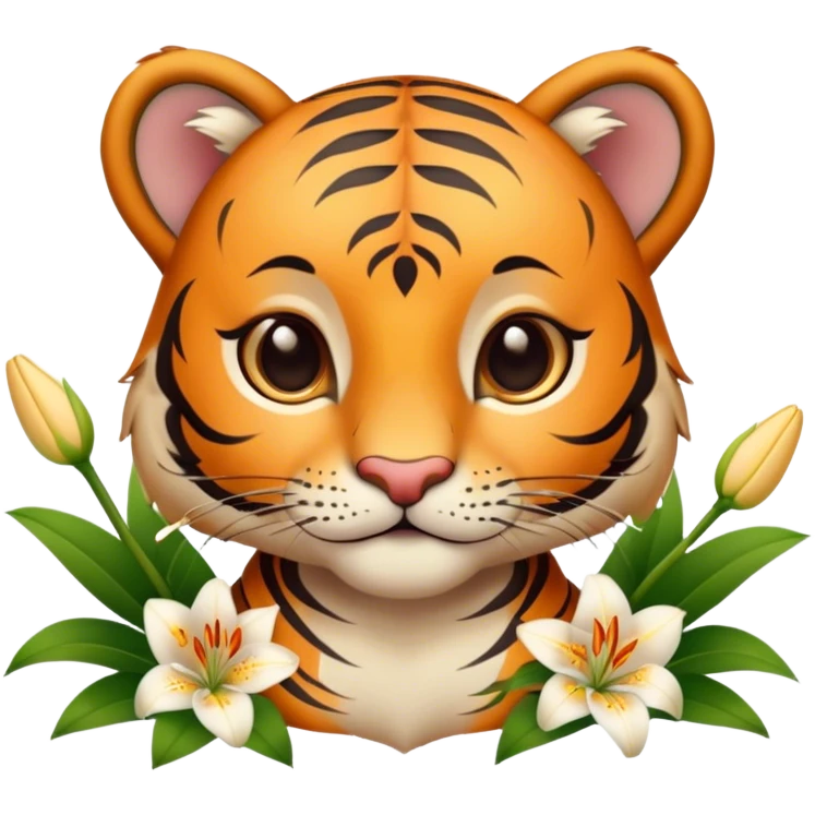 Cute tiger with lilie emoji
