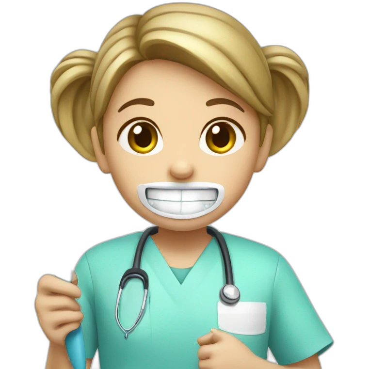 dentist girl with a toothbrush in his hand emoji