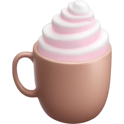 Aesthetic hot chocolate in light pink cup marshmallow  emoji