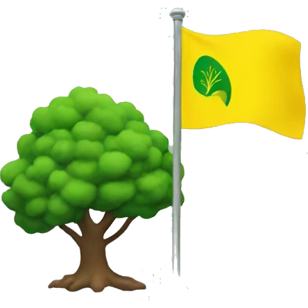yellow flag with green tree in the middle waving emoji