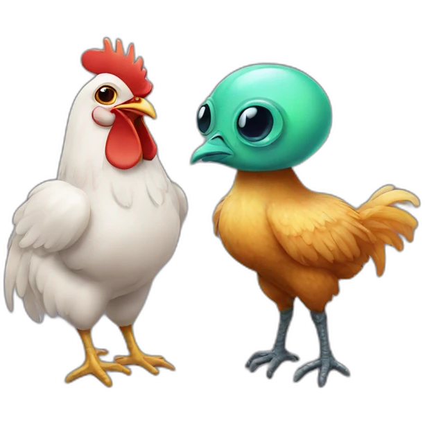 chicken and alien emoji